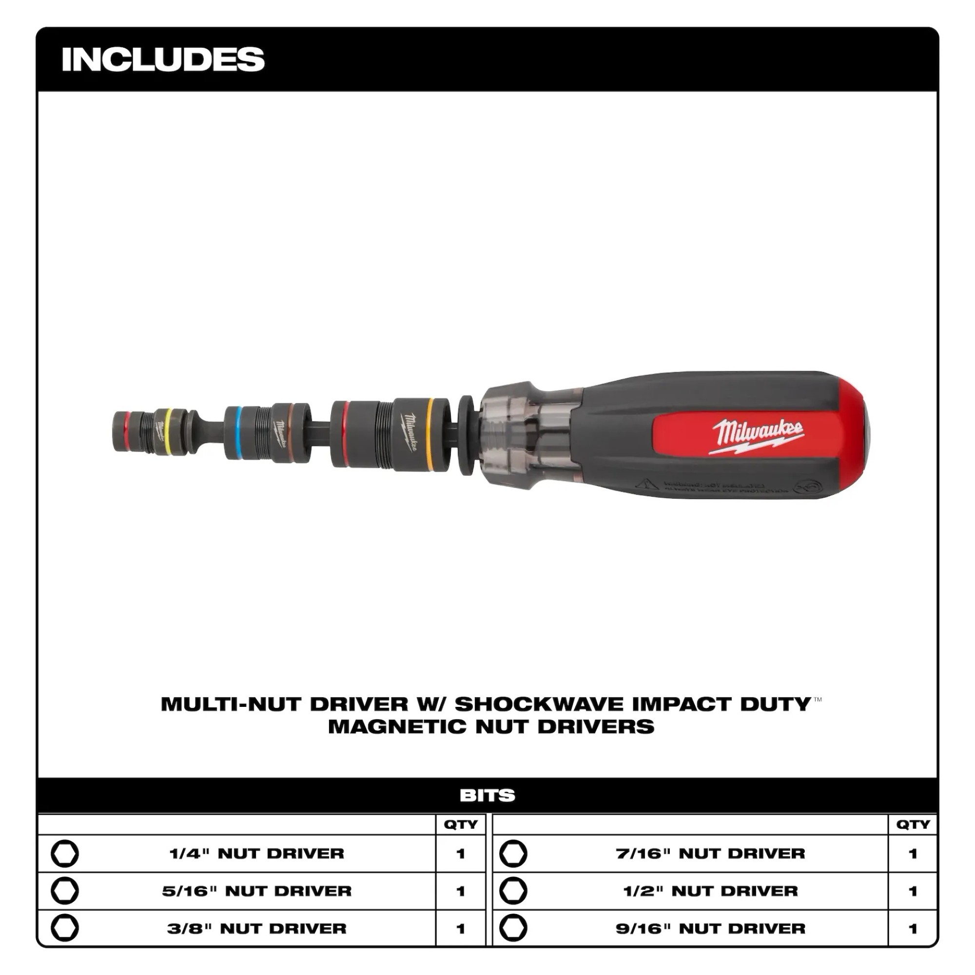 Milwaukee Multi-Nut Driver W/ SHOCKWAVE Impact Duty Magnetic Nut Drivers from Columbia Safety